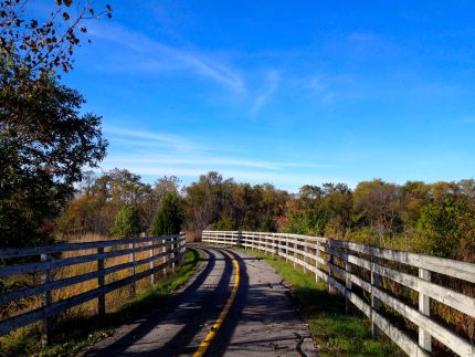 Bike trail with late afternoon shadows